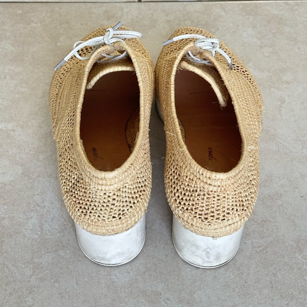 R Robert Clergerie "Pinto" Platforms Beige Woven Footwear - Picture 6 of 7